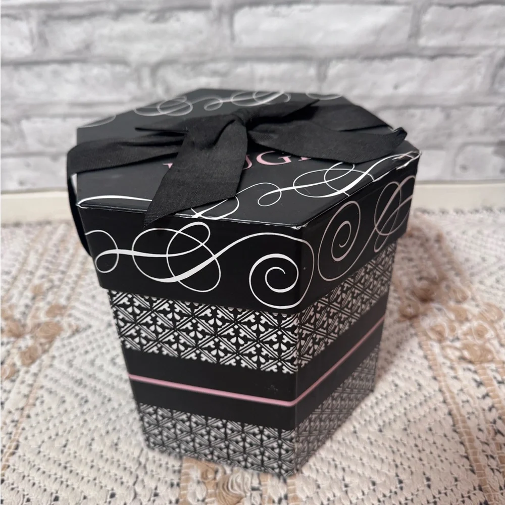 Decorative Black Gift Box with Pink Accents
